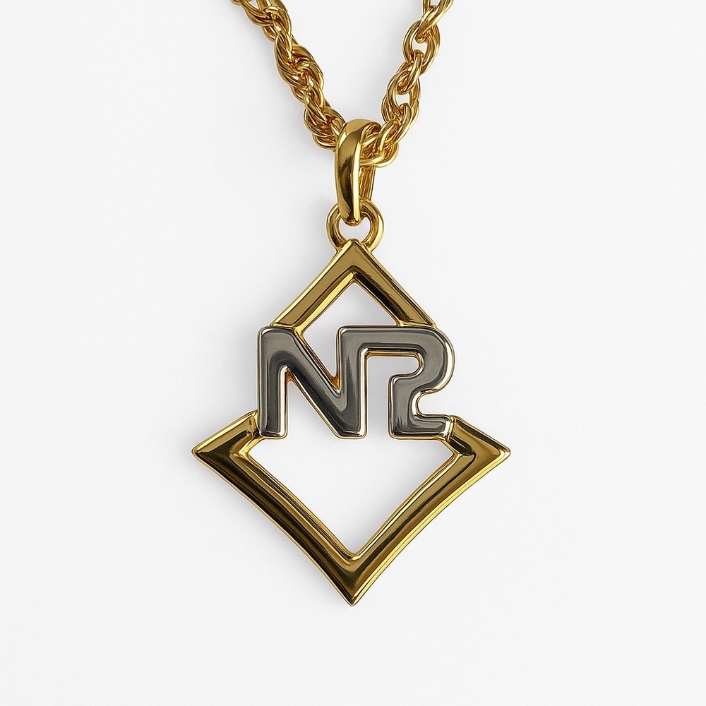 Nina Ricci Vintage Silver Gold Pendant Necklace